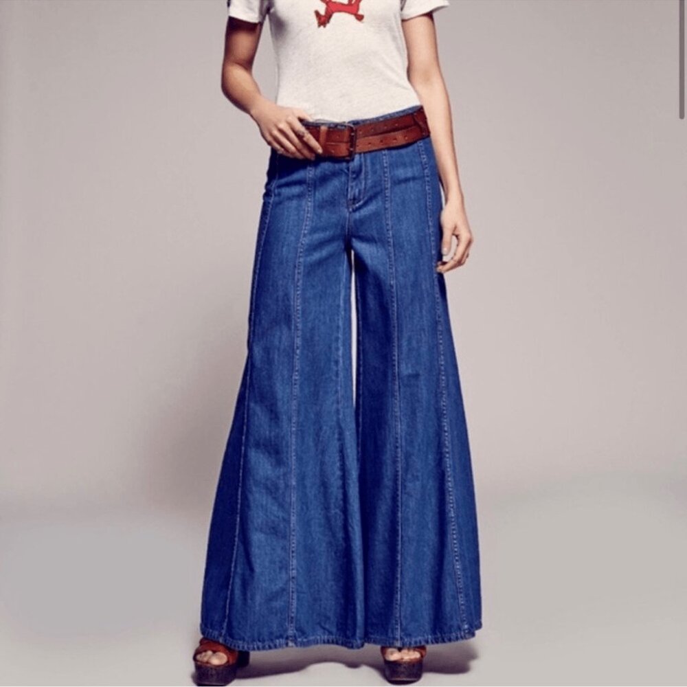 Free People Gilmore Wide Leg Denim Jeans - Picture 3 of 10
